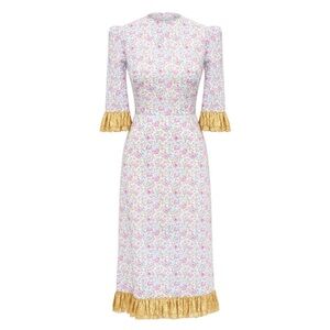 The Vampire’s Wife Pink Floral and Gold Metallic Cotton Dress